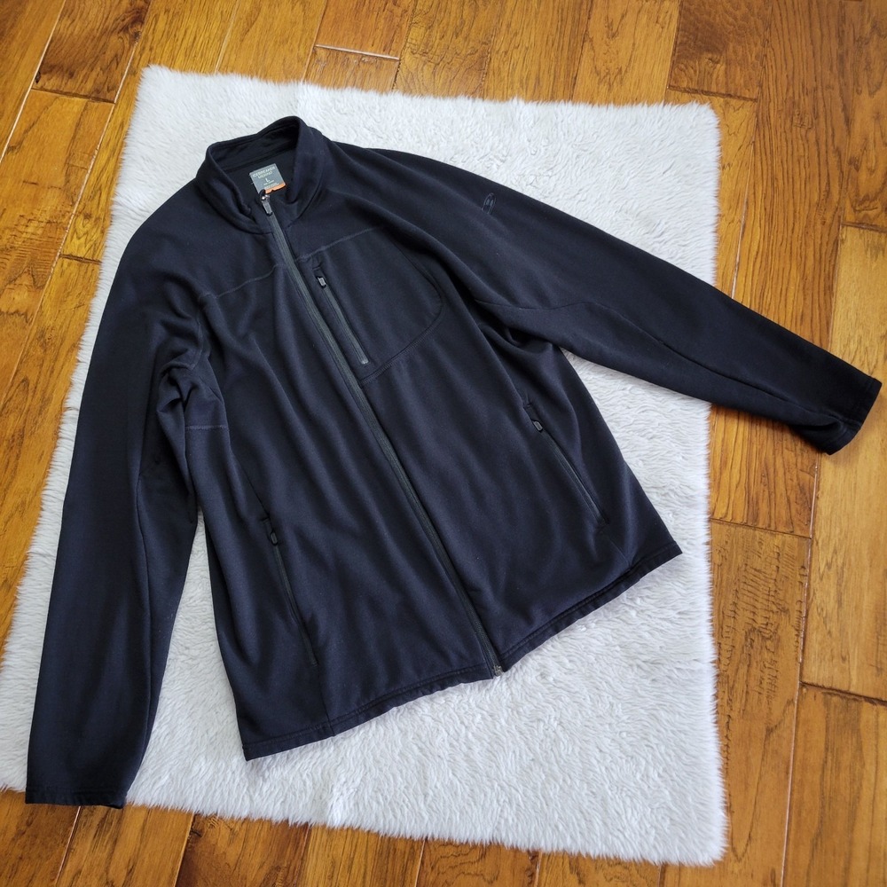 Icebreaker Merino Wool Blend Full Zip Sweatshirt Jacket Men's Large Black Pocket